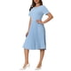 thumbnail image 4 of Vestido plisado A-Line de manga corta para mujer Inspire Chic, vestido midi para el trabajo, talla M, azul, 4 of 6