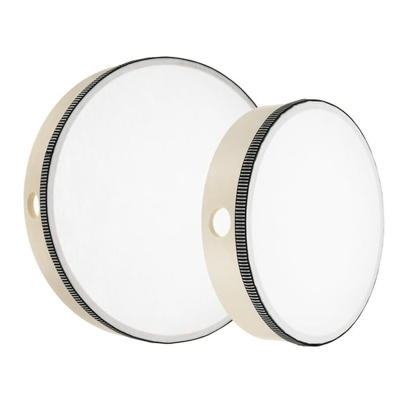 Uxcell 2 Pcs Hand Drum Music Percussion 10 Inch & 8 Inch Wood Frame Drum Set Musical Instrument for Musical Education Home Party Performance Supplies (Wood Color)