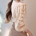 thumbnail image 6 of Women Elegant Lace Trim Shirts Casual Victorian Blouse Long Sleeve Button Down Tops Color S, 6 of 9