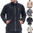 thumbnail image 5 of Men Polar Fleece Jacket Stand-Up Collar Long Sleeve Zipper Fly Coat with Pockets Solid Color Loose Fit Winter Outwear, 5 of 8