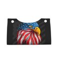 Tissue Box Cover, Eagle Head With American Flag Rectangular Leather