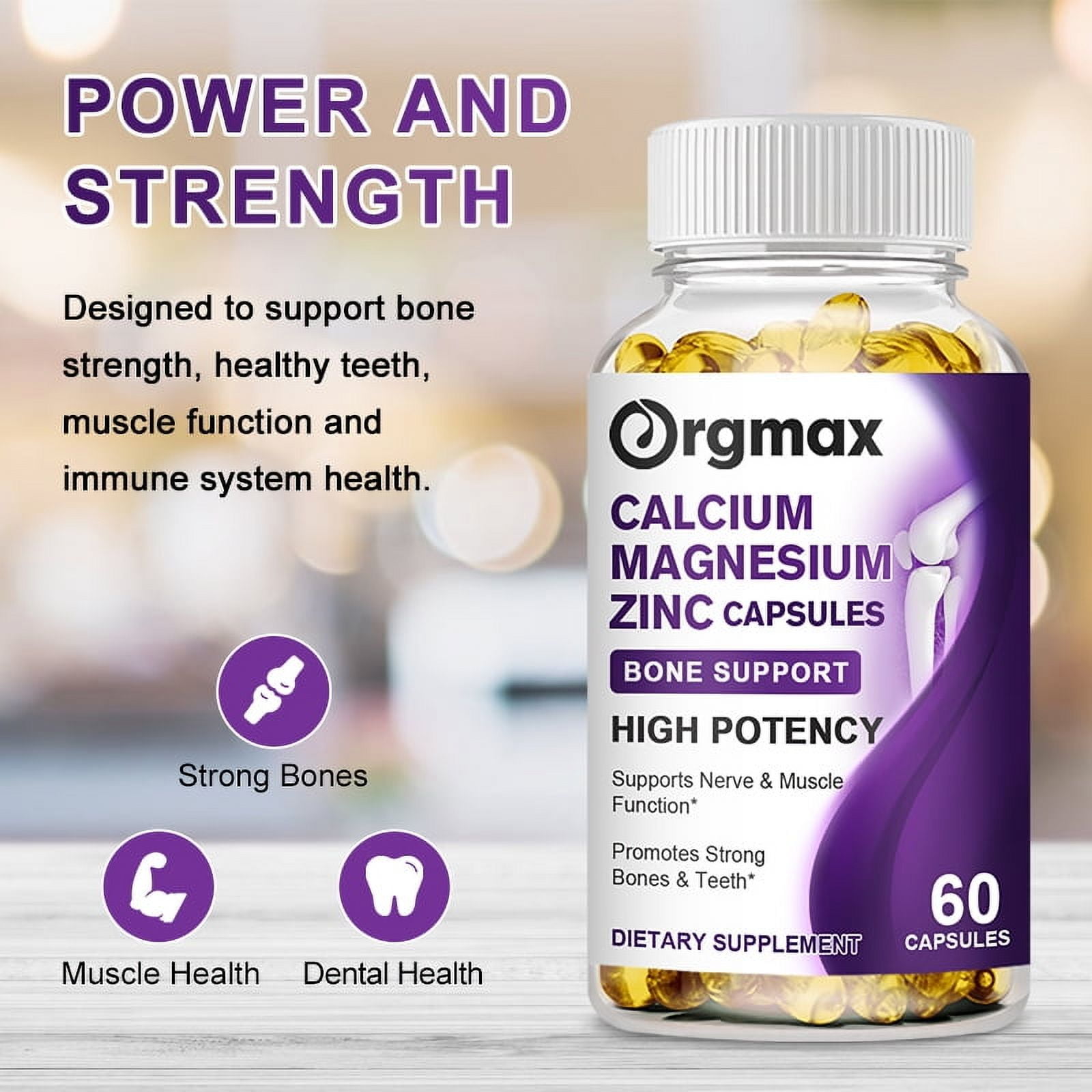 (2 PACK) Calcium Magnesium Zinc Capsules with Vitamin D3 Supplement - 240 Capsules