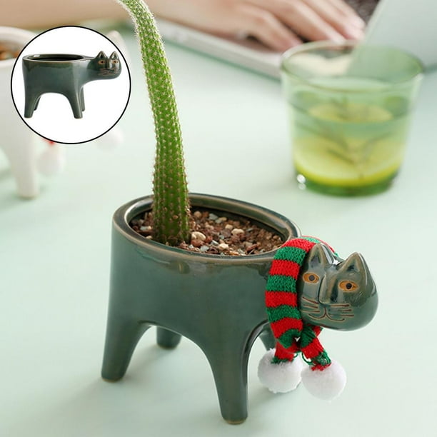 Maceta de cerámica esmaltada creativa para flores, maceta para jardín, Micro paisaje, Cactus, macetas suculentas, maceta con decoración de drenaje, DYNWAVEMX Maceta suculenta