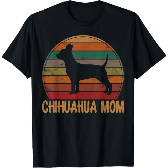 Retro Chihuahua Mom Gift Chi-chi Dog Owner Mother Pet Mama T-ShirtMen's and women's gift, black and white T-shirt, size: Extra large S-4XL