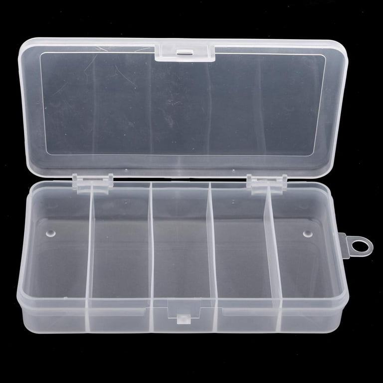 Clear Fishing Tackle Box, Hooks Swivels Accessaries Storage Case (5 Compartments)