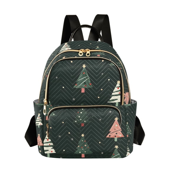 FORMRS Mini Backpack Purse for Women Travel Daypack Casual Shoulder Bag, Green Christmas Trees