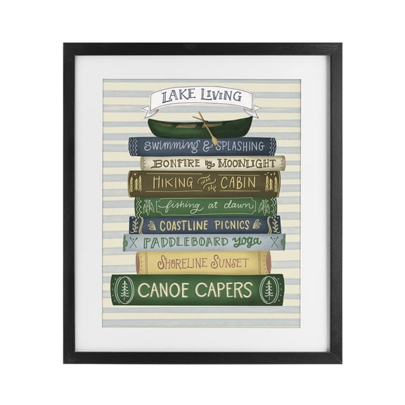 Stupell Industries Lake Living Books Black Framed Print Under Glass, design by Giao Williams