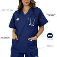 thumbnail image 3 of HeedFit Unisex Scrub Top, V-Neck, Multiple Pockets, l, Navy Blue, 3 of 7
