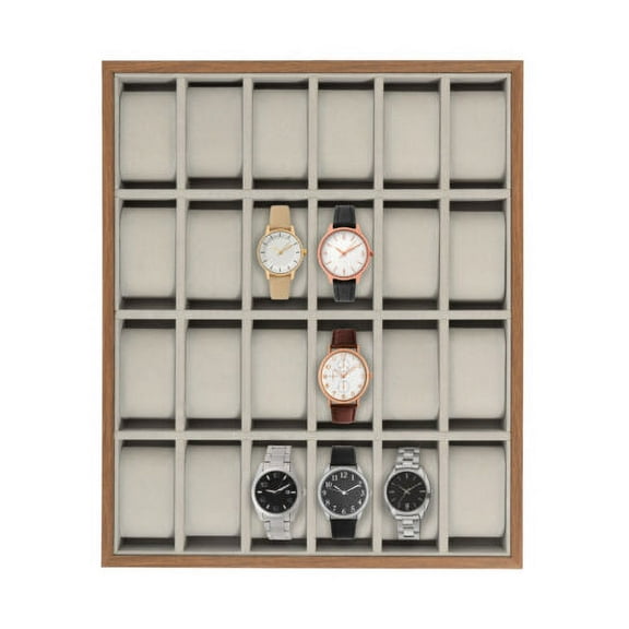Wood 24 Slots Watch Display Box Display Storage Case Holder Organizer Box case