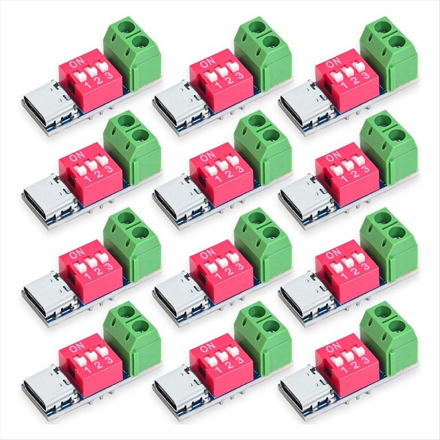 Módulo de Placa de Activación USB-C PD PD/QC Decoy Carga Rápida USB Tipo C A Cargador de Alta Velocidad de 12 V Salida de Potencia de Refuerzo 12 Piezas