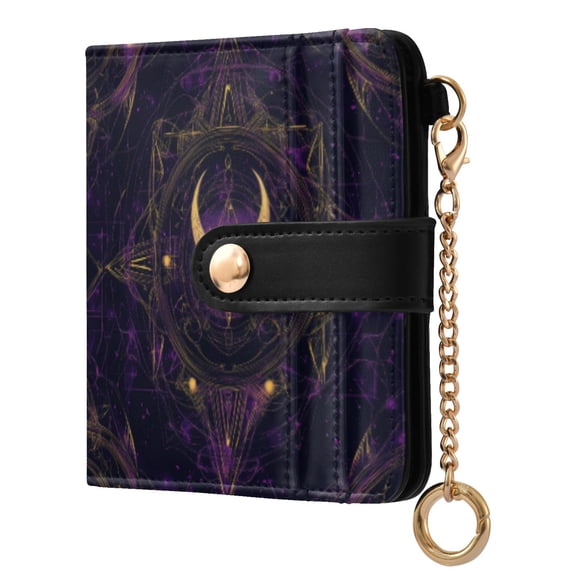 Womens Wallet PU Leather Bifold Small Purse with RFID Blocking Credit Card Holder Ancient Symbol Pattern