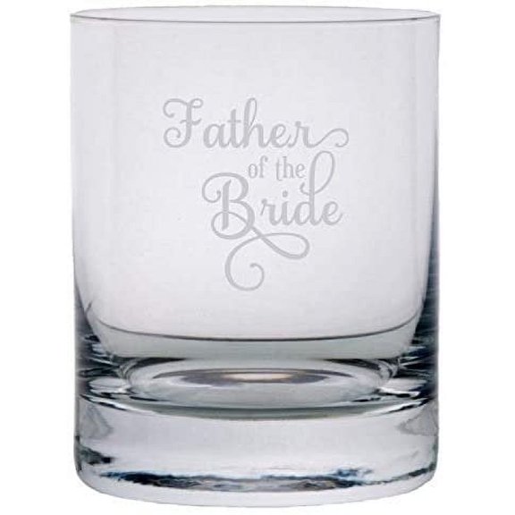 Father Of The Bride Samantha Font Wedding Party Themed Etched 11oz Crystal Rocks Whisky Glass