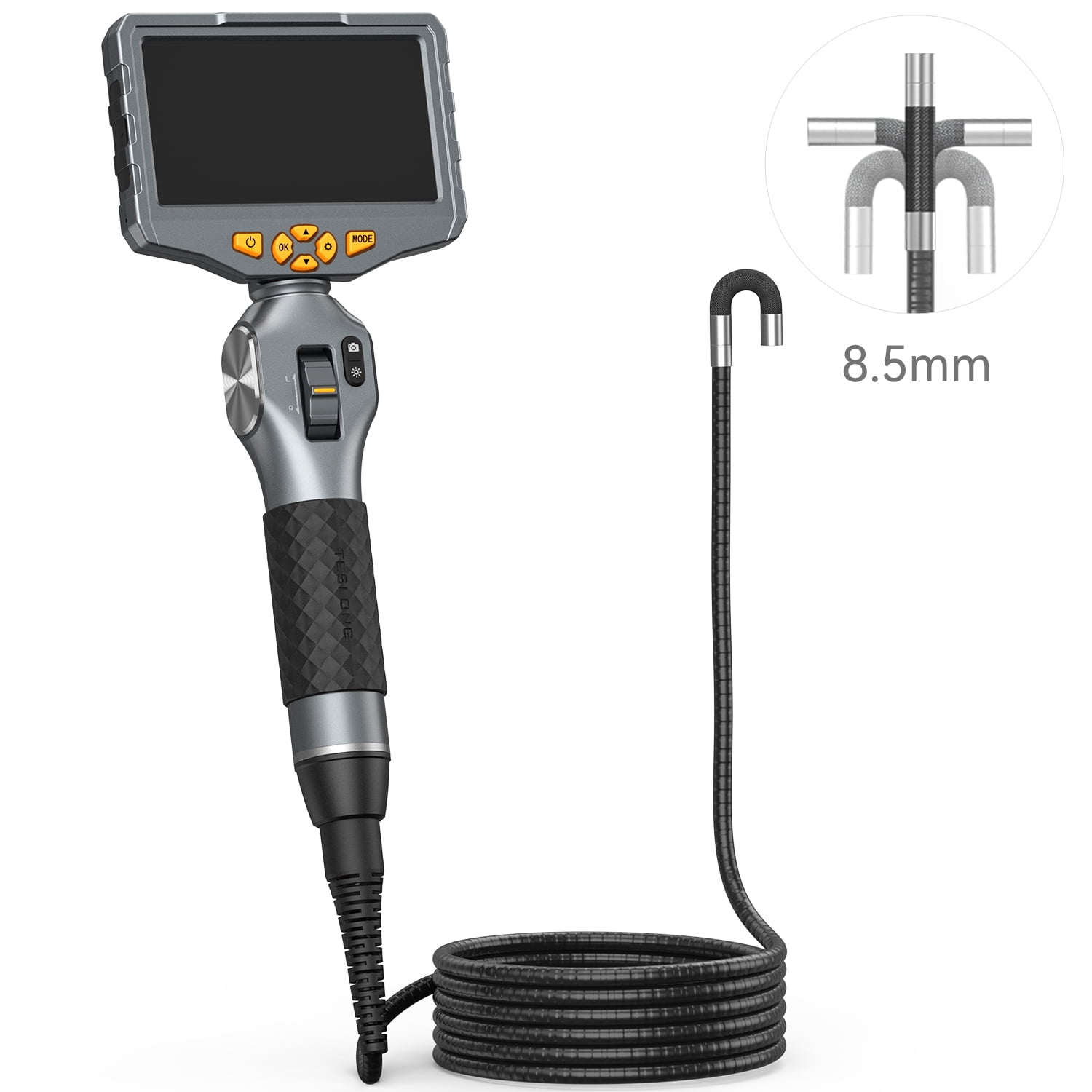 Articulating Borescope, Teslong Automotive Endoscope with 8 LEDS, 8.5mm Len, 5ft Flexible Cable Snake Industrial Steering Endoscope Inspection Camera