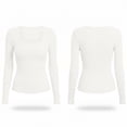 thumbnail image 3 of Vrorvz Ribbed Knit Shirt for Women Long Sleeve Square Neck Shirts Fall Winter Outfit Casual Stretchy Clothes, 3 of 5