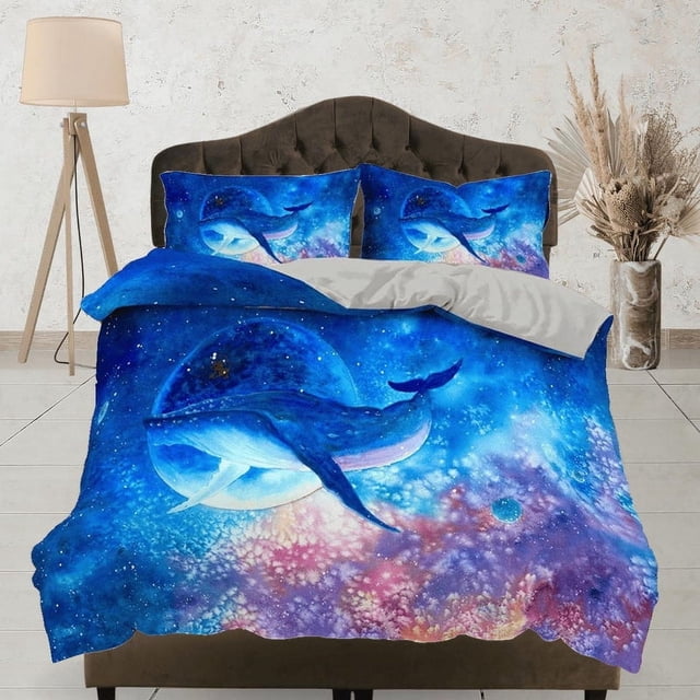 delfín ropa de cama funda nórdica, decoración rubor océano nariz de botella delfín juego de cama