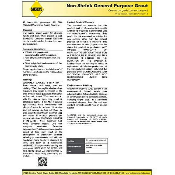 Sakrete Non-Shrink General Purpose Grout (50 Pound, 1)