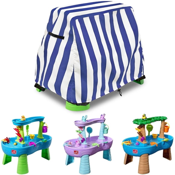 Dalema Water Table Cover Outdoor Waterproof Kids Water Table Cover for Step 2 Water Table Toddle Water Play Table Toys Cover for Step2 Rain Showers & Flow Water Table.Striped Navy Cover Only.
