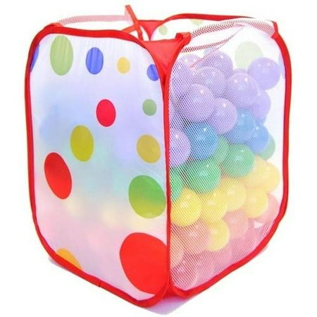 200 Play Balls Non-Toxic Non-Recycled Phlathlate- and BPA-Free Pit Balls for Kids with Polka Dot Hamper, Red, Orange, Yellow, Green, Blue and Purple, 6.5 cm