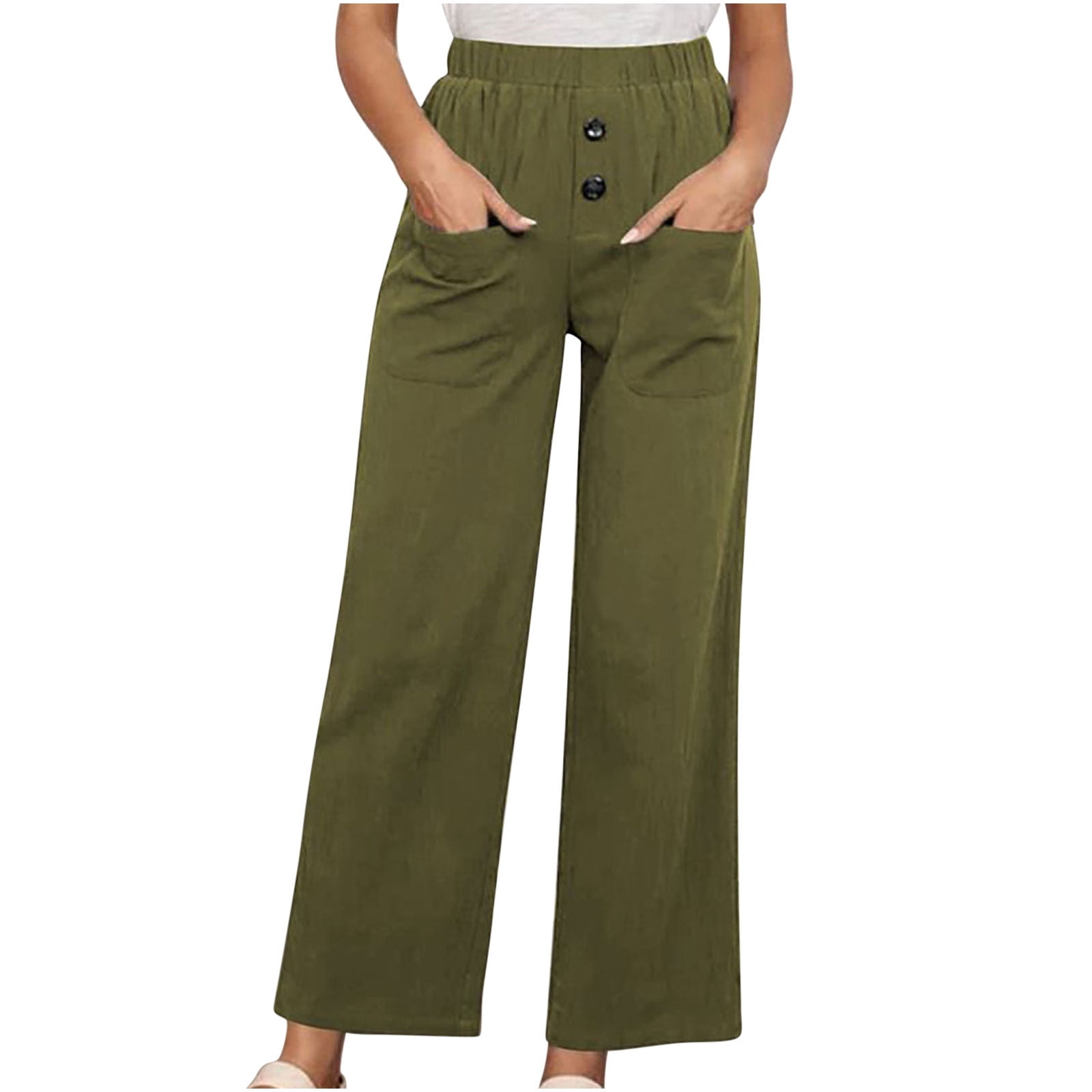 Women's Casual Pants With Pocket Button 
