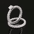 thumbnail image 6 of Blue Jewelry Bridal Ring Set - 1.2 Ct Round Cut White Diamond Ring - Engagement Wedding Ring with Matching Full Eternity Band - 14K White Gold Plated Anniversary Ring - Forever Diamond Ring, 6 of 9