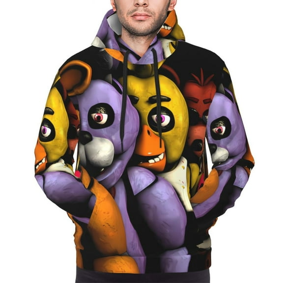 Saiise Five Nights At Freddy'S Men's Graphic Print Long Sleeve Drawstring Hoodie Pullover Sweatshirt-Small