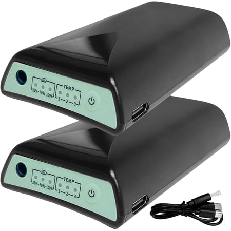 Black Squid Rechargeable Batteries for BlackSquid & Tomum Heated Socks - 3.7V 4000mAh Battery Replacement with Dual-Port Charging Cable (2 Pack)
