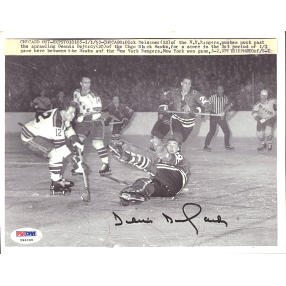 Denis DeJordy Autographed 7x9 Wire Photo Chicago Blackhawks PSA/DNA #U96205
