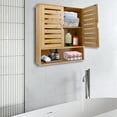 thumbnail image 2 of Wildnix Wall-Mounted Bathroom Cabinet, 3-Tier Bamboo Storage Unit with Lower Open Compartment, Modern Design, Easy Installation, Durable and Practical, 2 of 6