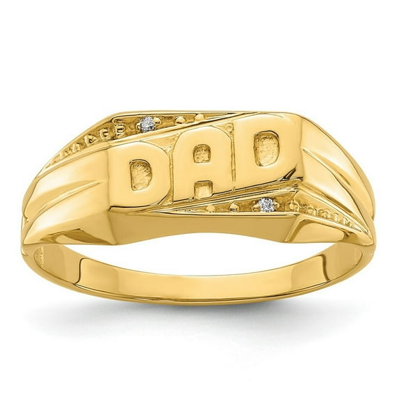 Finest Gold 14K Yellow Gold AA Diamond Mens Ring - Size 10