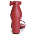 thumbnail image 3 of BLISSFUL STEP Women Open Toe Chunky High Heels Ankle Strap Sandals Red/US 9, 3 of 7