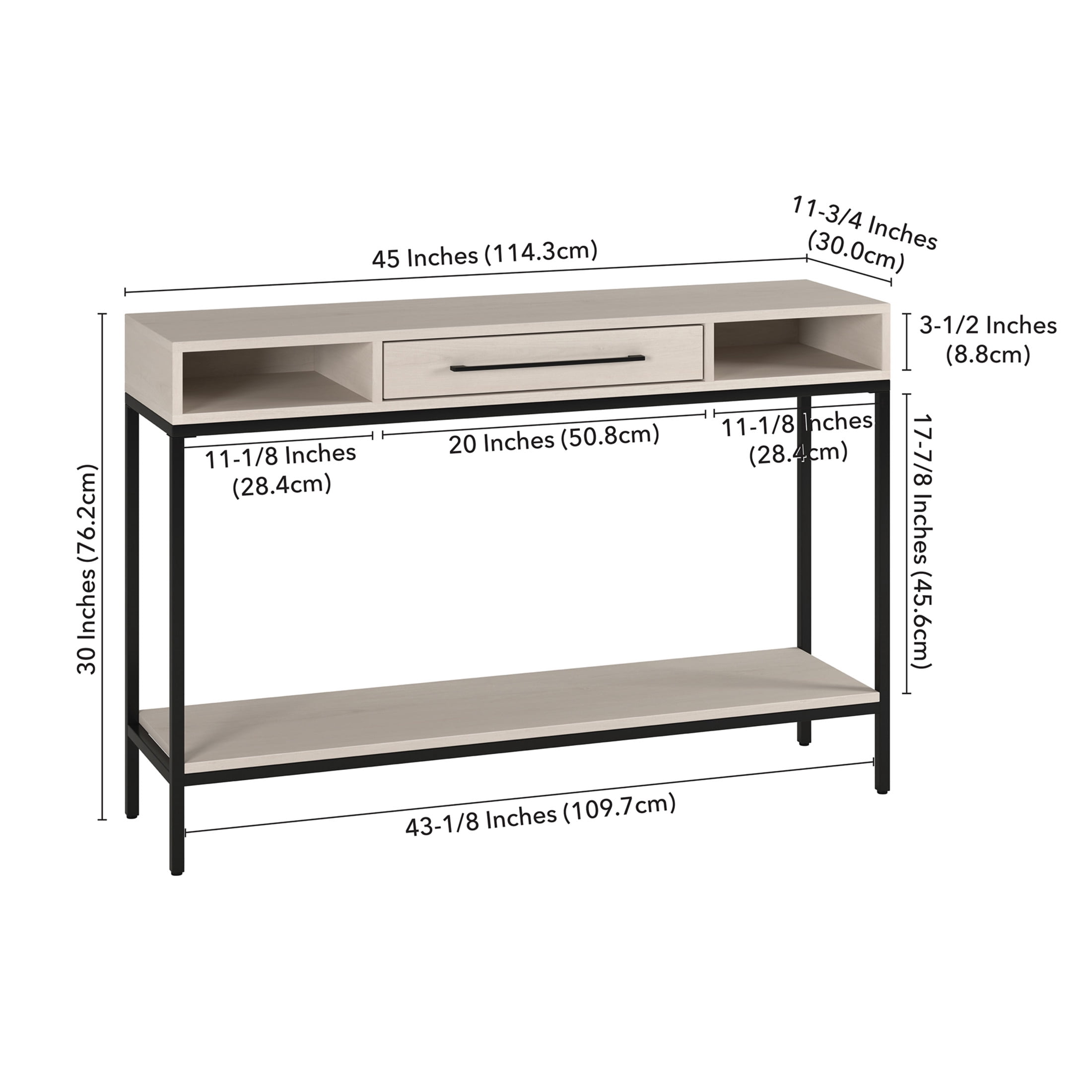 Evelyn&Zoe Modern/Contemporary 45" Wide Blackened Bronze/Alder White Console Table