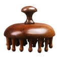 thumbnail image 1 of Peine de masaje de madera para el cuidado del cabello, depurador del cuero cabelludo, cepillo de champú de mano para mujeres y hombres 28 dientes redondos finos, 1 of 9