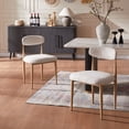 thumbnail image 5 of Morden Fort White Boucle Dining Chairs Set of 2, Armless Dining Chairs with Wood Grain Metal Legs for Kitchen, Living Room, Apartment, 5 of 7
