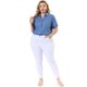 thumbnail image 3 of Women's Plus Size Shirt Short Sleeve Chest Pocket Button Down Denim Shirts Sky Blue 1X, 3 of 7