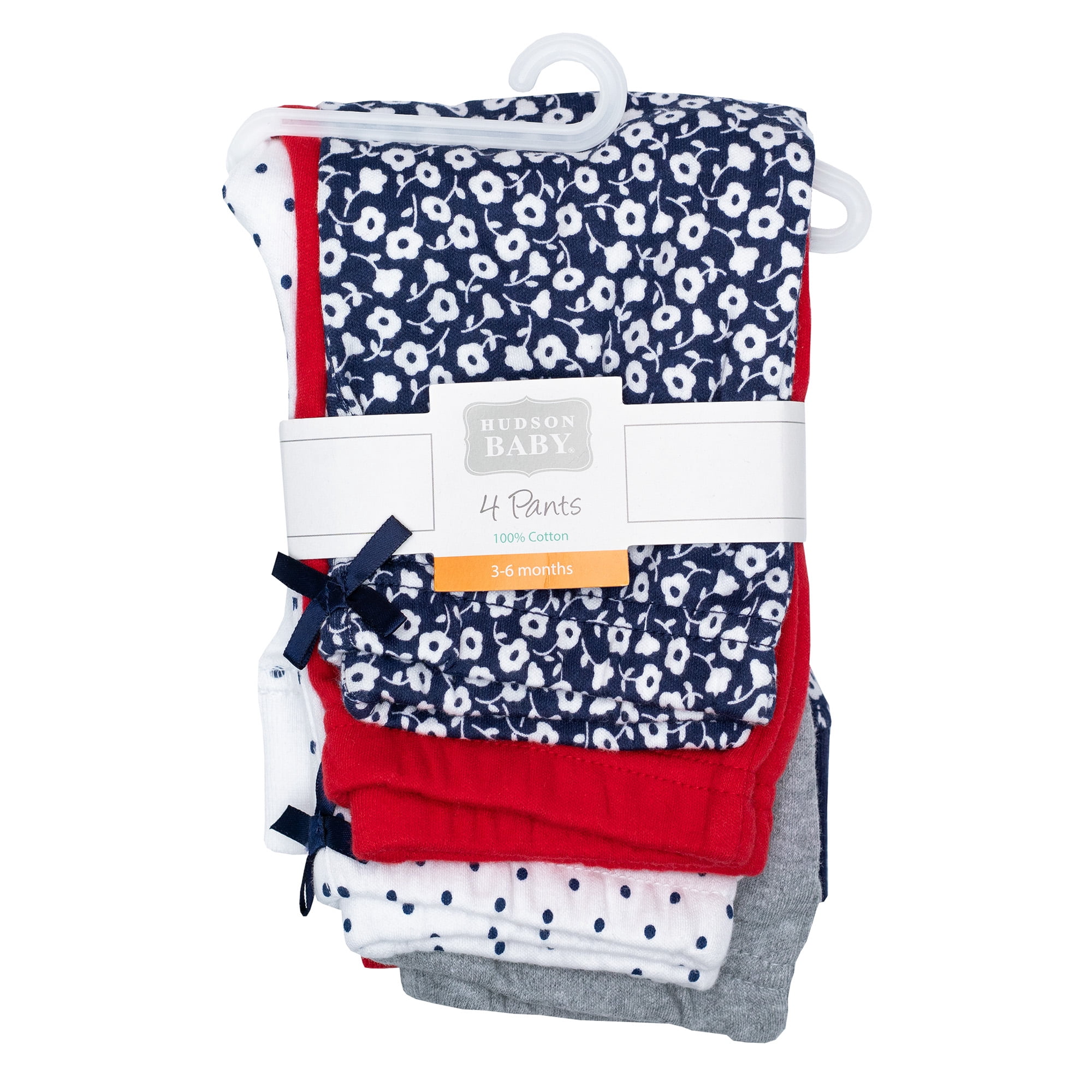 Hudson Baby Girl Cotton Pants and Leggings, Navy Ditsy Floral, 3T