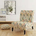 thumbnail image 2 of Designart "Bohemian Ivory Touch" Beige Chevron Upholstered Accent Chair - Glam Arm Chair For Bedroom, 2 of 5