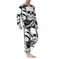 thumbnail image 2 of Sikiie Skull and palm leaves Mens Pajama Set, Soft Warm Long Sleeve Sleepwear, Cozy Button-Down Pjs for Men-Medium, 2 of 7