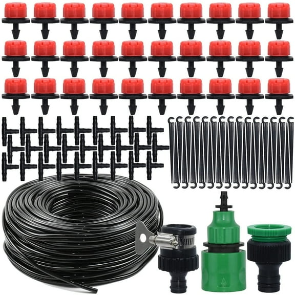 Drip Irrigation System, 82FT 30 Water outlet Garden Irrigation System Blank Distribution Tubing Watering Drip Kit Automatic Irrigation Equipment Equipment for Garden Greenhouse, Flower Bed,Patio,Lawn