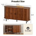 thumbnail image 3 of Waleaf 55" Sideboard Buffet Cabinet with Tambour Sliding Doors, Mid-Century Modern Fluted Console Table for Coffee Bar & Dining Room, 3 of 7