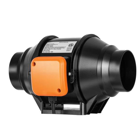 4 Inch Inline Duct Fan with AC Variable Speed Control – HVAC Exhaust Blower Kit, 200 CFM, Low Noise (29 dB) for Grow Tents, Kitchens, Basements & More