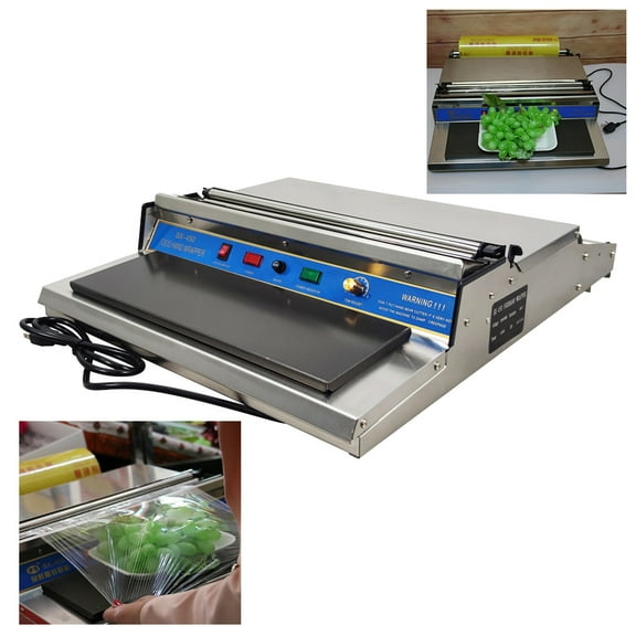 17" 450MM Plastic Wrap Strech Film Sealer Machine Food Tray Wrapper Commercial Home 110V