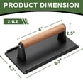 thumbnail image 6 of Burger Press, 8.2" X 4.3" Rectangle Heavy-Duty Cast Iron Smash Bacon Press Meat Steak with Wood Handle for Griddle, Sandwich, 6 of 7