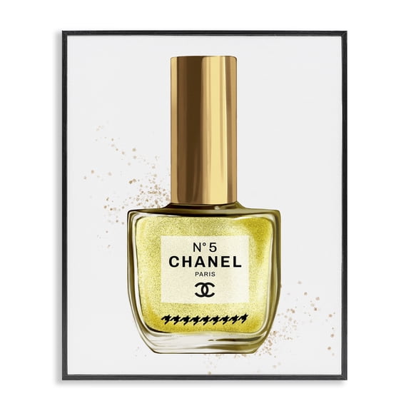 Stupell Industries Glam Makeup Nail Polish Yellow Gold Fashion Design Black Framed Giclee Art, 16 x 20, by Ziwei Li