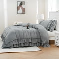 thumbnail image 3 of Move Over Gray Duvet Cover Set Ruffle Pattern Design Boho Ruffle Duvet Cover Set King Size, 3 of 8