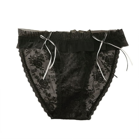 

Underwear Briefs for Women Lace Girl High Slit Strap Bow Tie Panties