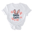 thumbnail image 4 of Ichuanyi Easter Shirts for Women Funny Bunny Face Graphic Print Rabbit T Shirt Summer Casual Short Sleeve Festival Holiday Tee Tops, 4 of 5