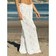 thumbnail image 4 of Womens Crochet Swimsuit Coverup Pants High Waisted Drawstring Sexy Sheer Mesh Knit Wide Leg Beach Pants, 4 of 5