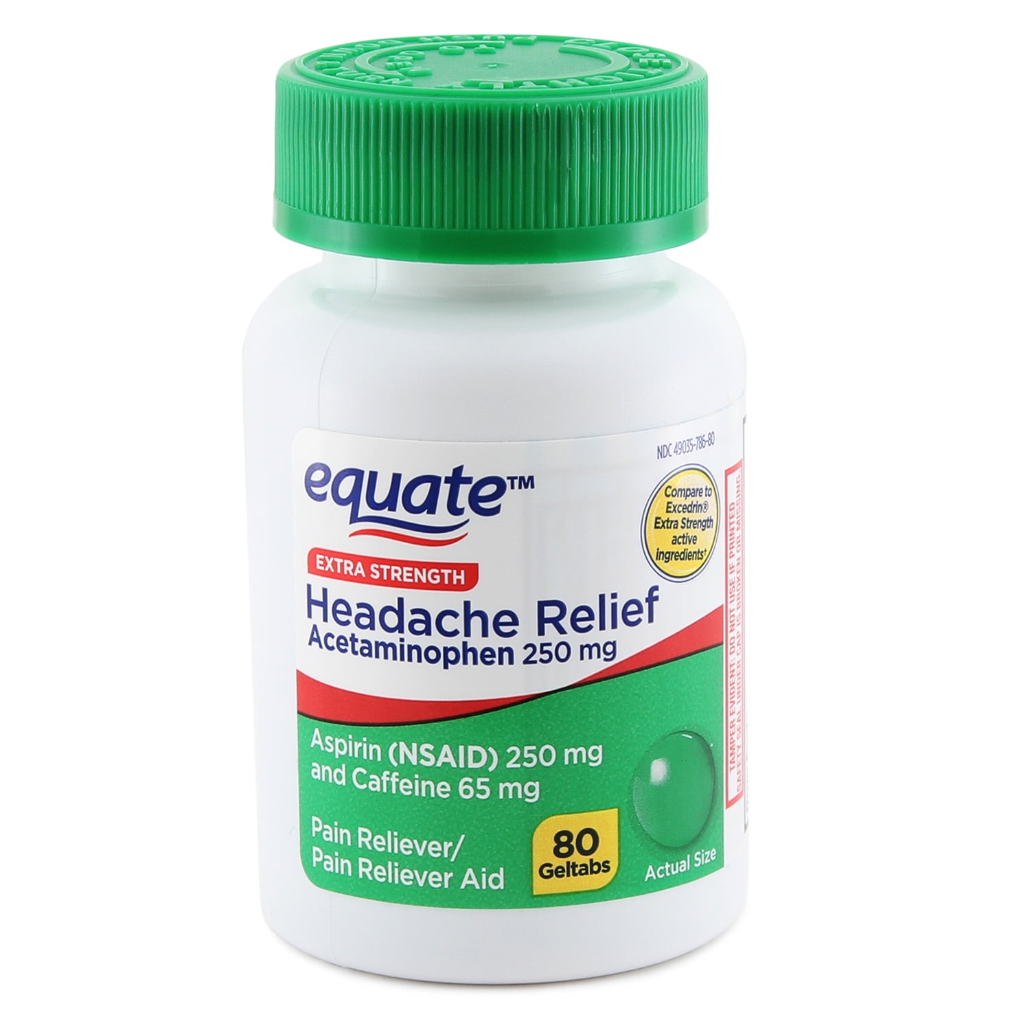 Equate Extra Strength Headache Relief Geltabs, 80 Count
