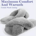 thumbnail image 6 of ELElax Women's Cross Band Slippers Fuzzy Soft House Slippers Plush Furry Warm Cozy Open Toe Fluffy Home Shoes Comfy Indoor Outdoor Slip On Breathableï¼ Gray, 6 of 7
