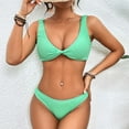 thumbnail image 2 of YI YI Women Triangle Halter Thong Bikini Set Ruffle Sexy String Two Piece Swimsuit Bathing Swimwear M Green, 2 of 4